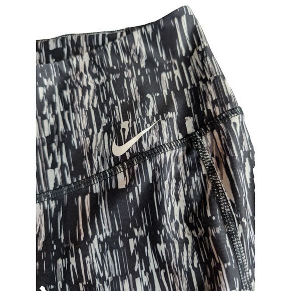 Nike Pants - Nike Running Womens Capri Pants Sz Small Black Geometric Dri Fit Leggings